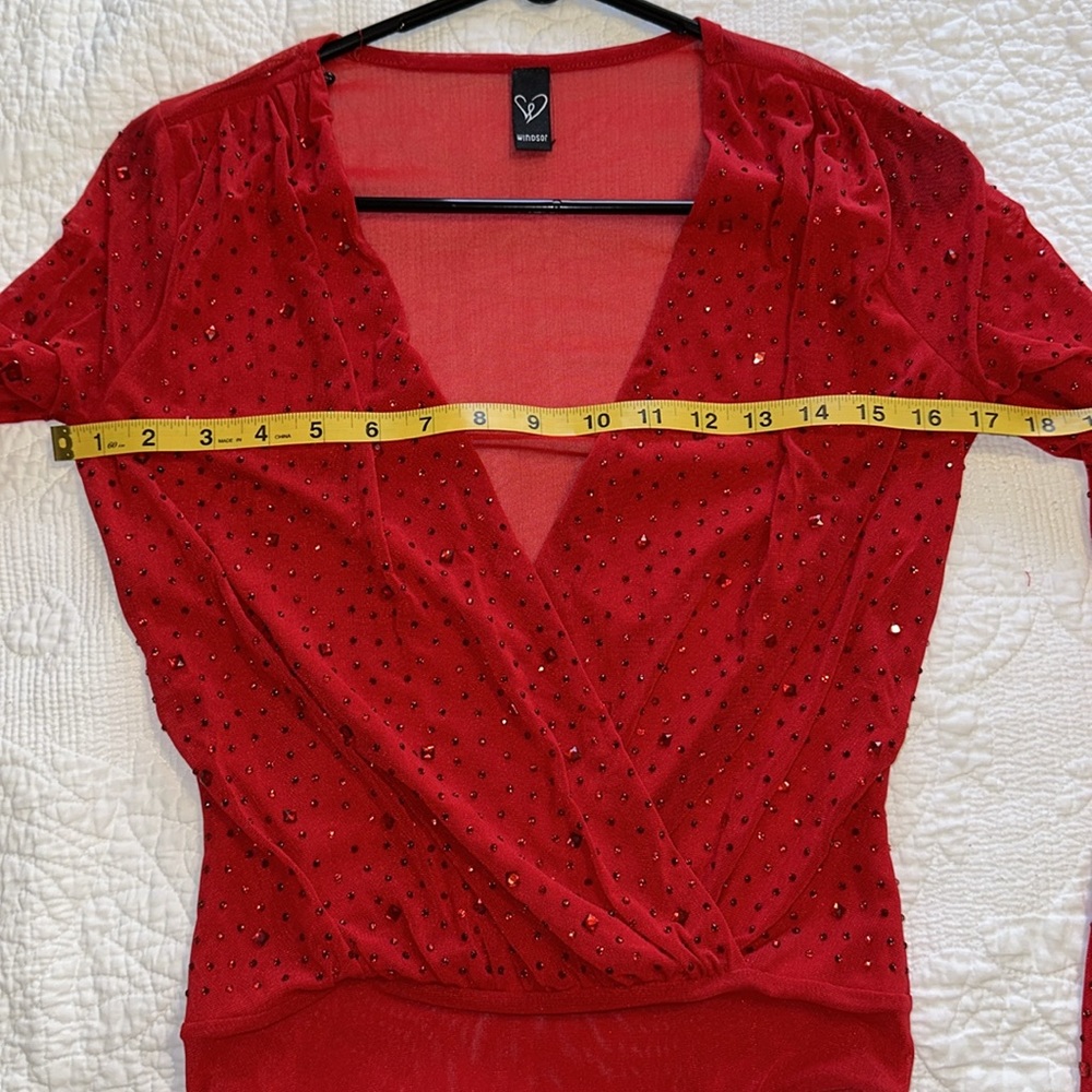 Red Rhinestone Bodysuit - Picture 4 of 5